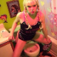 A beautiful blonde girl pisses into a toilet and then turns around to take a huge shit. This has all of the elements of a perfect poop video! About 2.5 minutes.